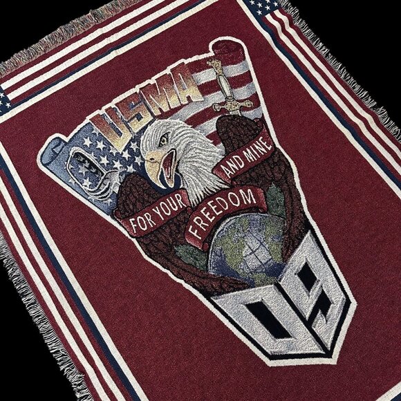 USMA Eagle Freedom Tapestry Throw Blanket United States Military Academy Patriot - Picture 1 of 5